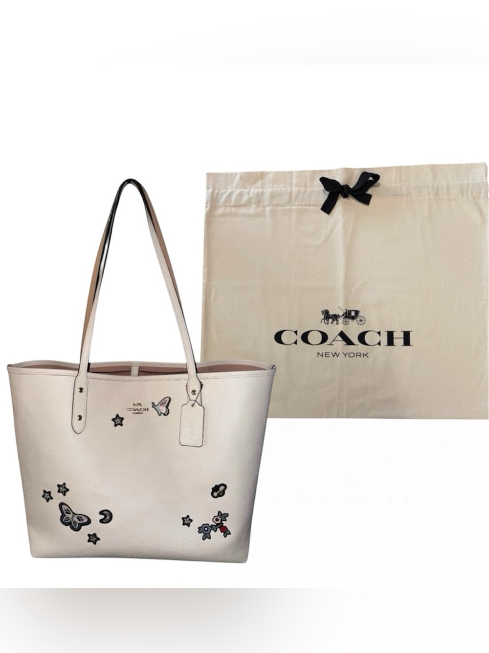 Coach City Tote with Embroidered Butterfly and Stars w/ Dustbag & COA
